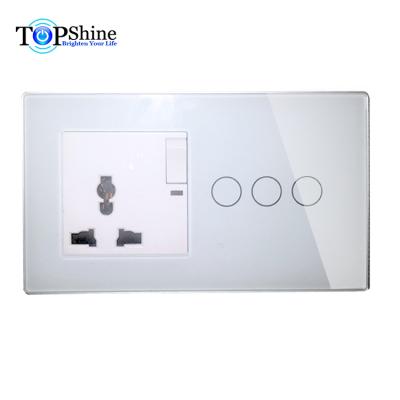 China Topshine 147 Waterproof Type Modularized 1 to 4 Strip Touch Multifunctional Smart Switches with Universal Power Socket Outlet for sale