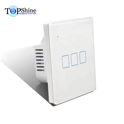 China 2021 Topshine Life APP 3 band tuya wifi touch waterproof smart switch no neutral line wiring for sale