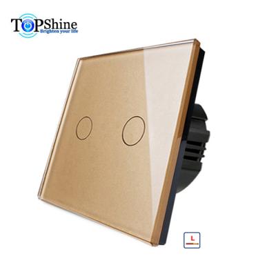 China Waterproof 2 Touch Strip Tempered Glass Panel Gold Waterproof And Fireproof Lamp Switch for sale