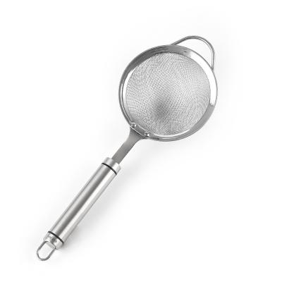 China Viable Wholesale Mesh Tea Strainer Fine Mesh Stainless Steel Colander Sieve with Long Handle for sale