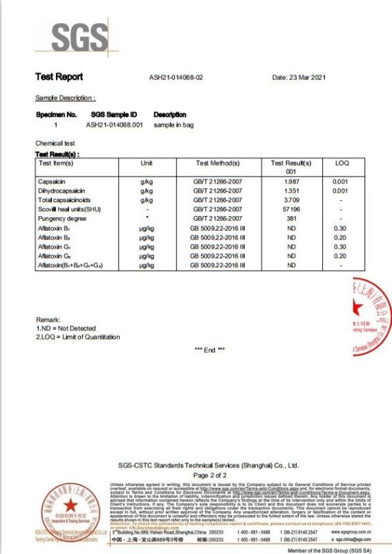 SGS - Neihuang Xinglong Agricultural Products Co. Ltd