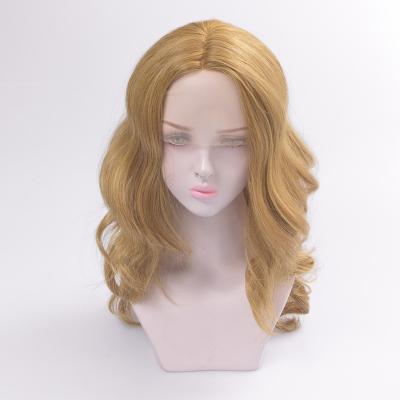 China Wholesale European and American Style Long Curly Golden Wave Hair Aliexpress Hot Selling Loose Deep Deep Lace Front Wig Synthetic Hair for sale