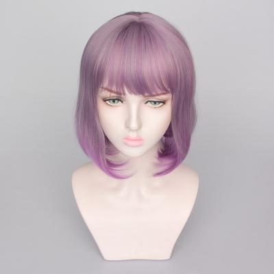 China Wholesale Cheap Purple Synthetic Wig Short Hair Anime And Soft Taro From AliExpress High Temperatured Fiber Hot Selling European Style Heat Resistant Short Hair for sale