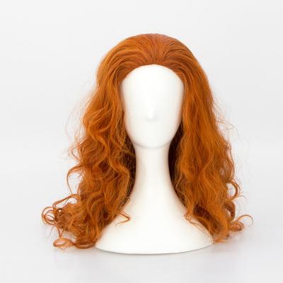 China Cos Custom Wholesale Brave Princess Big Orange Fluffy Curly Hair Mechanism Wig High Temperature Silk Custom for sale