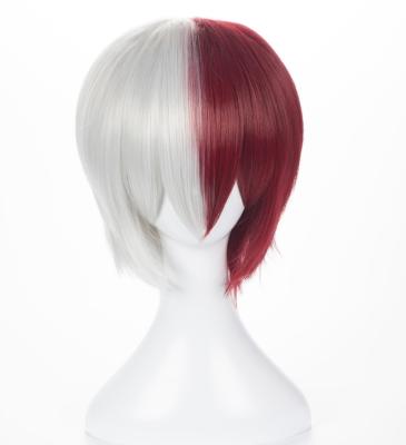 China The other Japanese anime cos wig my hero academia bombing cos hairpiece red and white two color modeling synthetic fiber wig for sale