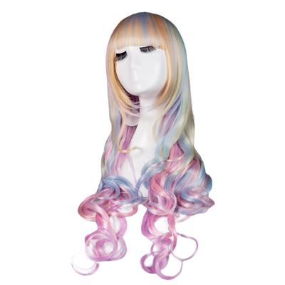 China COS Lolita French Colorful Gradient Wig Junji Factory Direct Sales Japanese Original Curl Style Ice Cream for sale