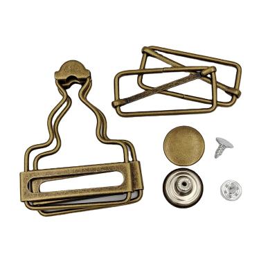 China Adjustable 38mm suspender buckles in antique nickel free brass for bib coverall for sale