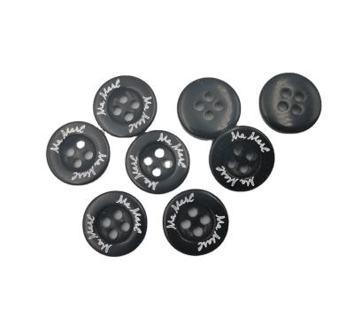 China Washable Customized Plastic Garment Buttons Types Brand Black Button With Logo for sale