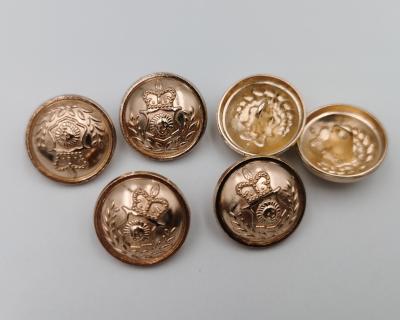 China Sewing Type 15mm Nickel Free Military Gold Zinc Alloy Leg Buttons for sale