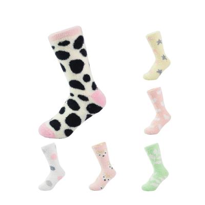 China M28 antibacterial (COMFORTABLE SOCKS) 6 design comfortable crew socks for women coral fleece socks for sale