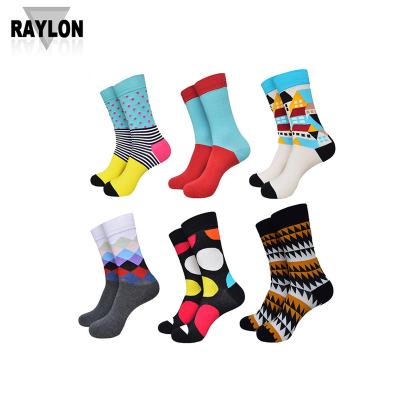 China Cool Crew Raylon-0377 Mens Crazy Crew Socks Antibacterial Cool Designed Socks for sale