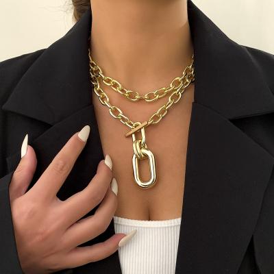 China SHIXIN Hiphop Multi Thick Layered Pendant Necklace Steampunk Chunky Cross Chain Choker Necklace Hip Hop O Shape For Men Accessories for sale