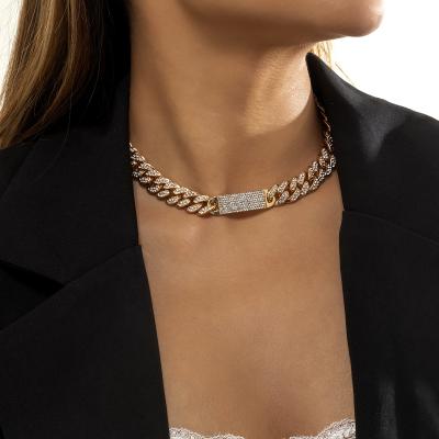 China SHIXIN TRENDY Fashion Iced Out Rhinestone Buckle Choker Necklace Jewelry For Women's Trendy Cross Crystal Chain Necklace Accessories 2022 for sale