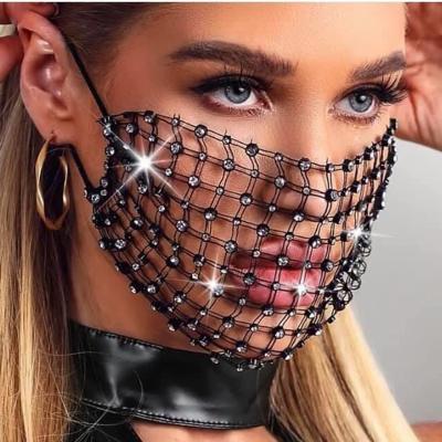 China SHIXIN Party Luxury Rhinestone Glitter Rhinestone Party Mask Vendor Nightclub Bar Cotton Rope Female Designer Party Mask For Women Jewelry for sale