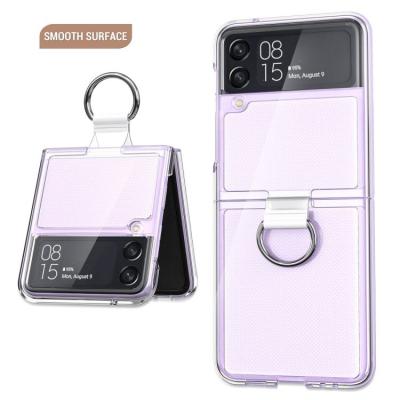 China Ring Shockproof Transparent Folding Buckle Refreshing Anti-scratch Translucent Light to weigh hard pc+pvc phone case for Samsung z flip 3 for sale