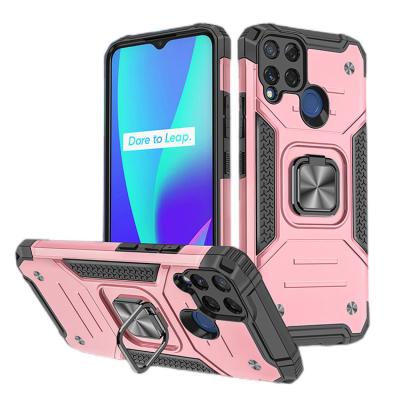 China Ring Kickstand Cover Magnetic Car Shockproof Heavy Duty Mount Metal Protective Phone Case For Oppo Realme 6 C11 C15 for sale