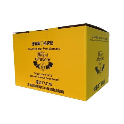 China Recyclable Custom logo carton beer carton manufacturer corrugated mailing box cardboard yellow shipping box packaging for sale