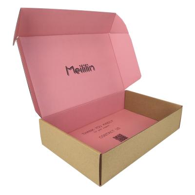 China Recyclable custom contracted design E flute 3 ply corrugated kraft paper mailing boxes with logo packaging for sale