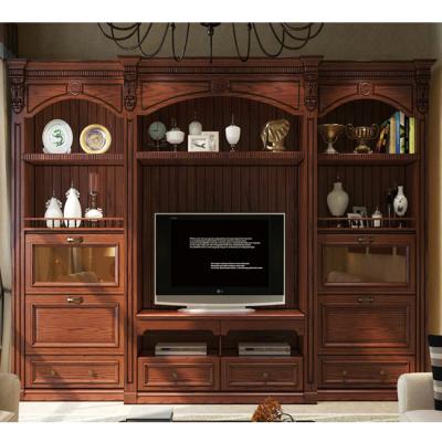 China Eco-friendly modern living room TV cabinet, latest new design, deep color cherry wood for sale