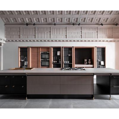 China Turkey Gray Marble Island Countertops Wall Candany Modern Wood Veneer Apartment Automatic Bamboo Lightweight Kitchen Materials Cabinets for sale