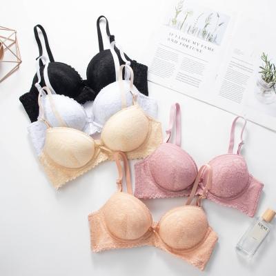 China Dropshipping QUICK DRY push up lingerie sexy lace inner wire quantity cup free gathering thick floral bras mujer de ropa three for women for sale