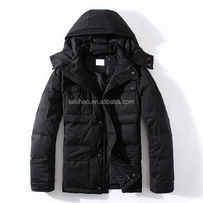 China Breathable Winter Windproof Plus Size Black Down Jacket For Men With Hoodies for sale