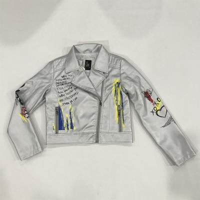 China Sustainable Kids Motorcycle Pu Leather Jacket With Printing Wholesale for sale