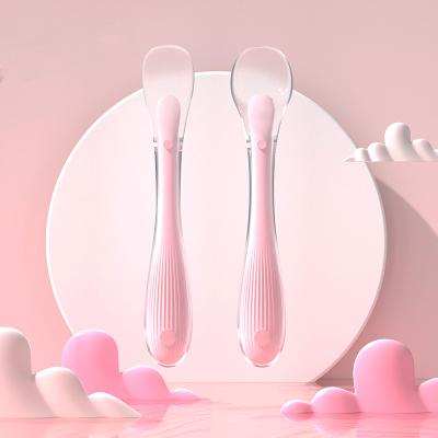 China Early Stage BPA Free Training Teaching Baby Infant Spoon Gift Protect Safety Silicone Baby Oral Spoon for sale