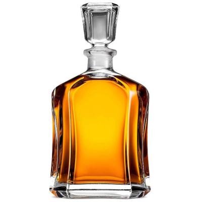 China Collar Material Glass Square Bottle for Beverage Vodka Whisky Rum Tequila 23.75 oz for sale