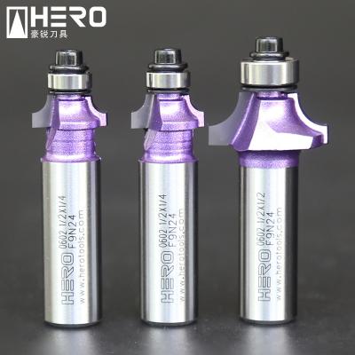 China Carbide HERO Purple Color Corner Wheel Bit Bearing Router Bit for sale