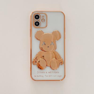 China 3D Gold Foil TPU Phone Case 2022 Plated 3D Gold Foil TPU Savage Bear Phone Cases For iPhone 13 Pro Max Pattern Soft TPU Mobile Cover For iPhone 13 Pro Case iPhone for sale