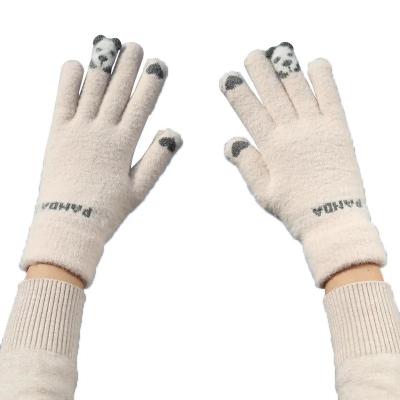 China Central Institute of Statistics bear S05 cartoon five finger gloves men and female students cute plus velvet warm winter for sale