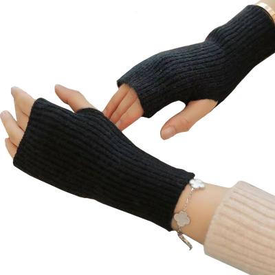 China Half finger and practical S03 autumn and winter thickened warm half finger knitted open wrist protector touch screen gloves finger sleeve wool cover for sale