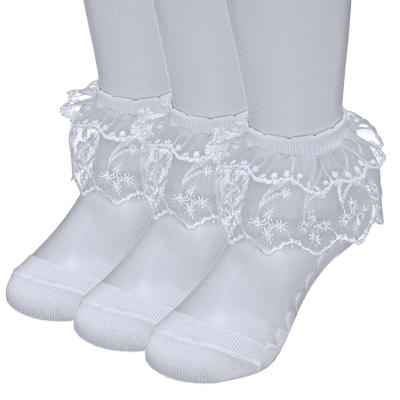 China High Quality QUICK DRY Baby Girls Cute Toddler Lace Booties Double Floor Infant Sock Princess Cotton Dance Socks Lace for sale