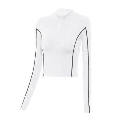 China Yoga Dress Lightweight Elastic Zipper Running Long Sleeve Sports Jacket Nude Bodycon Fitness Jacket for sale