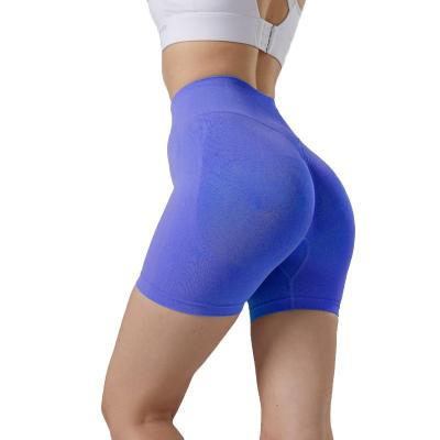 China Sexy Fitness Peach Sweat-Wicking High-waisted Shorts Elastic Tight Hips Quick Dry Running Yoga Shorts for sale