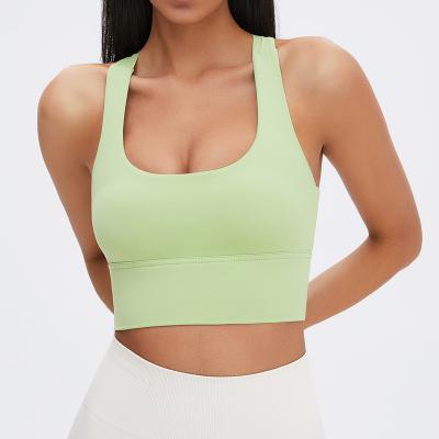 China Female Naked Ribbed Shockproof Sports Underwear High Intensity Sweat-Wicking Yoga Vests Fitness Yoga Bra for sale