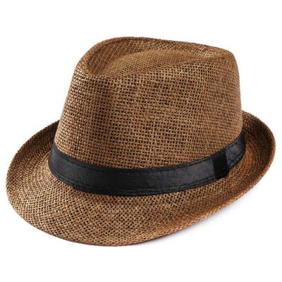 China Summer Beach Jazz Hats Women Men Fedora Hat Trilby Gangster Cap Straw Panama Character Fashion for sale