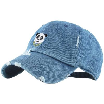 China JOINT distressed denim baseball cap with adjustable strap for sale