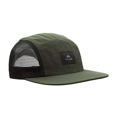 China JOINT Polyester Camp Hat Mesh Side 5 Panels Fashion Caps Woven Label Patch 5 Panel Hats Hats for sale