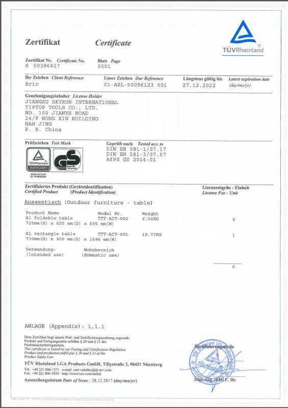 GS - Jiangsu Skyrun International Tiptop Tools Co., Ltd.