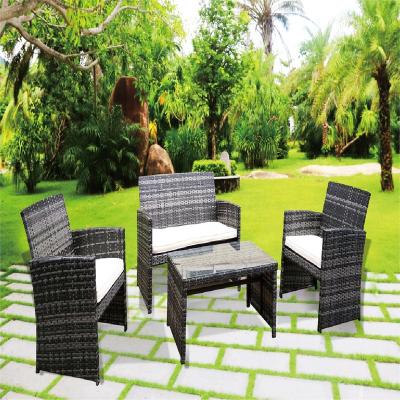 China Modern Furniture All Weather Living Room Leisure 4PCS Rattan Sofa Set for sale