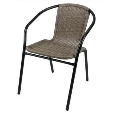 China Cafe Steel Frame Comfortable Rattan Stacking Leisure Chair for sale