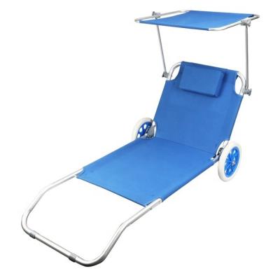 China Leisure Beach Collapsible Sailing Foldable Sun Lounger With Canopy for sale