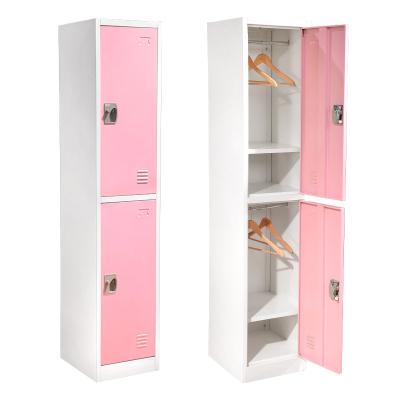 China Convertible Bedroom Steel 2 Doors Clothes Cabinet Metal Storage Wardrobe With Custom Pattern Household Wardrobe Cabinet for sale