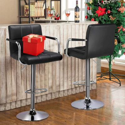 China 360 Degree Swivel Custom Hotel Modern Height Adjustable Swivel High Chairs Leather Bar Stool Chair Bar For Kitchen for sale