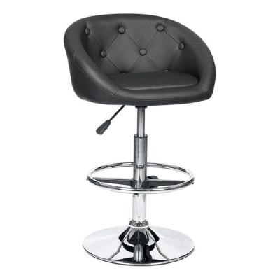 China 360 Degree Swivel Luxury Bar Chairs Modern Style Height Adjustable Swivel Black Upholstered Leather High Bar Chair for sale