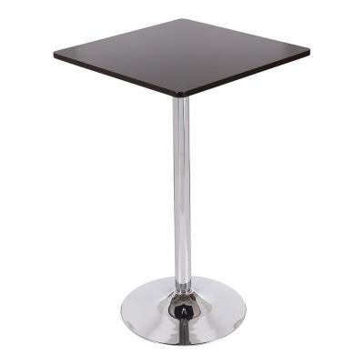 China Modern Stainless Steel Chrome-Plated Base Tall Bar Table Black Square High Bar Table for sale