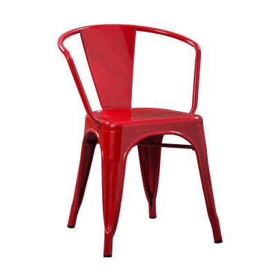 China Convertible Patio Dining Chairs Modern Luxury Stackable French Industrial Style Backrest Metal Dining Chair for sale