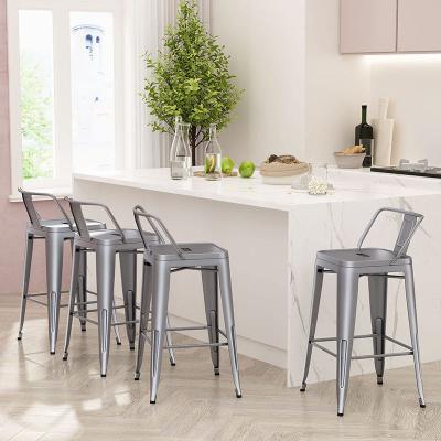 China Eco-friendly OEM ODM Kitchen Island Or Counter Ideal Choice Industrial Metal Bar Stool With Back Rest for sale